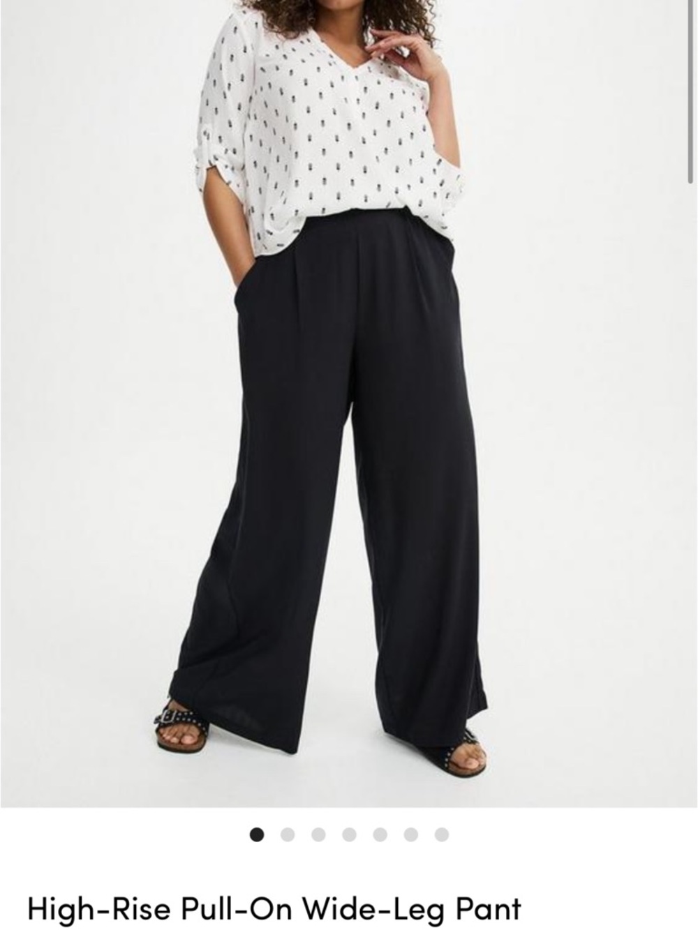 High-Rise Pull-On Wide-Leg Pants - Black
